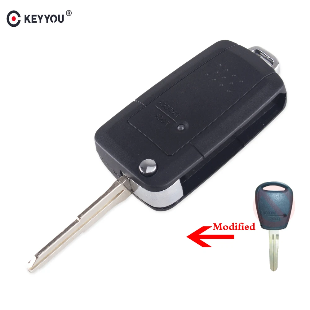 

KEYYOU 1 Button Modified Remote Folding Flid Car Key Shell Case Cover For Hyundai h1 Getz Accent Kia Rio Picanto Carens