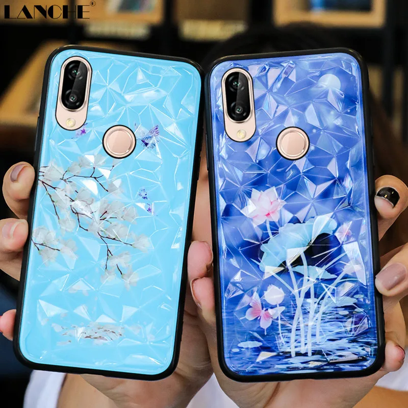 

LANCHE 3D Diamond pattern Phone Case For Samsung A50 A40 A30 A60 A70 A10 Case Flower Phone Cover For Samsung Galaxy M10 M20 M30