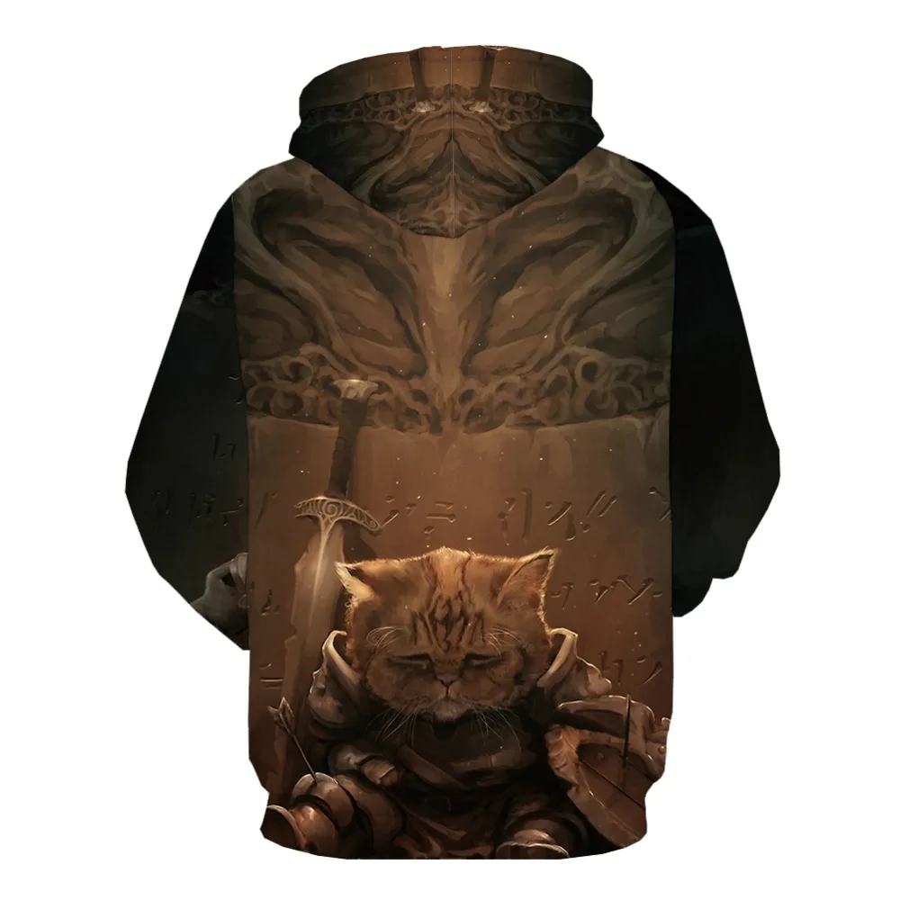 KYKU 3d Hoodies Cat Hoodie Men War Hooded Casual Metal 3d Printed Armor Sweatshirt Printed Animal Hoody Anime Unisex Hip Hop