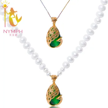 

[NYMPH] Pearl Jewelry Natural Pearl Necklace 9-10MM Near Round Real Freshwater Choker Trendy Fine Gift For Women Party X1214