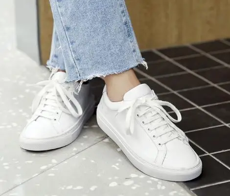 Wohnungen Kappe Runde Frauen Up Turnschuhe Flach Weiß Lace Weiße 2018 Frühling Baimier z0Oqx