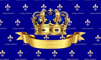 

Little Prince Baby Shower Backdrop Dark Boy Royal Blue Curtain Photography Background Vinyl Royal Prince Baby Shower Party W-895