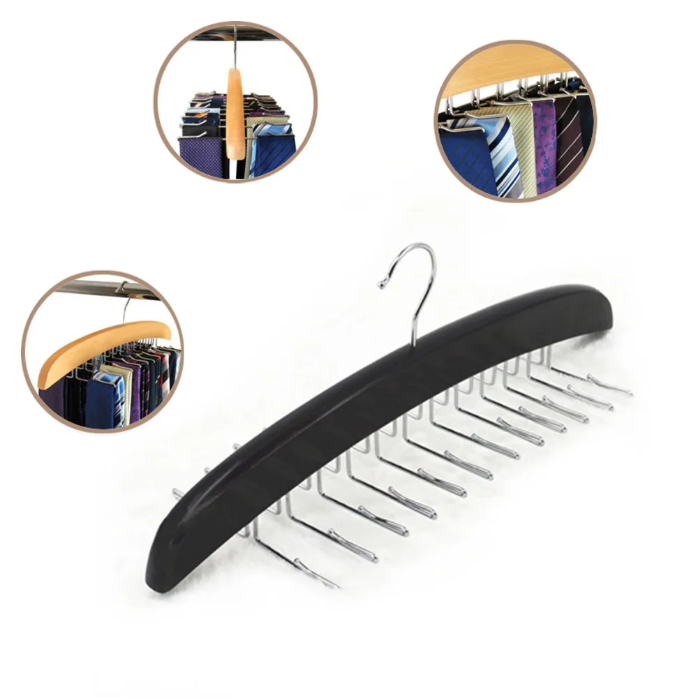 

New Wooden Tie Hanger Scarf Belt Storage Rack Space Saver Closet Hanger - Holds 24 Ties
