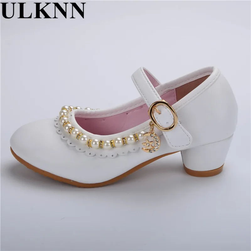 

ULKNN Pearls Flower Girls Wedding Shoes 2020 New Style Luxury Kids Ballet Shoes For Party Children Girl Flats Slip On Princess
