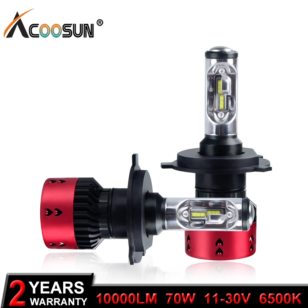 AcooSun светодиодный H4 H7 Luces Para Авто 70 Вт 10000LM фар автомобиля лампы Led флип чипы H1 H11 Phares