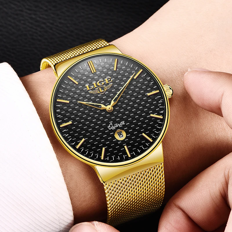 Relojes 2018 LIGE Top Brand Luxury Men Watches Men Business Quartz Watch Male Date Waterproof Gold Clock Man Relogio Masculino