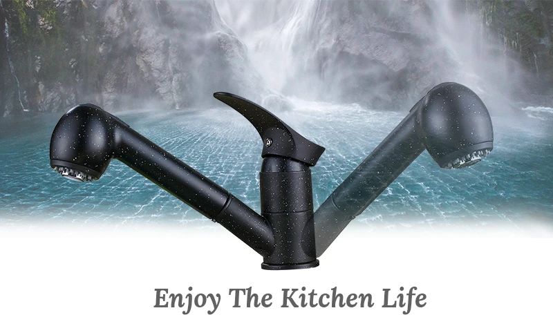 Кухонный кран с поворотом на 360 градусов, кран для кухонной раковины, водосберегающий полированный черный смеситель для раковины, латунный кран