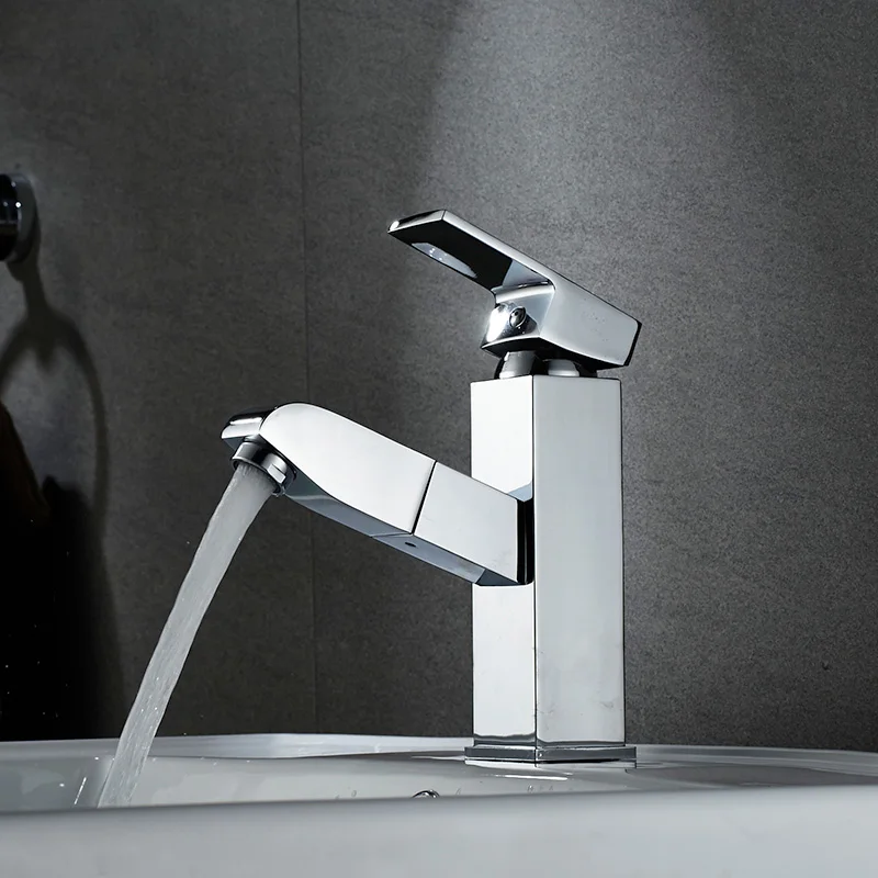 chrome pull out basin faucet