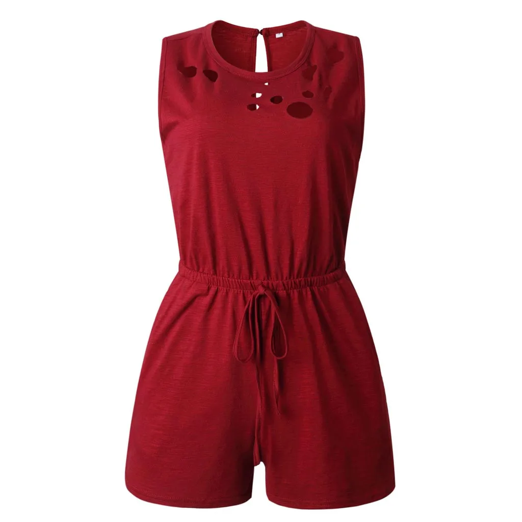 Womail bodysuit Women Sexy Summer Sleeveless O Neck Pockets Playsuit Short Jumpsuit Romper Holiday fashion Beach 2019 M529