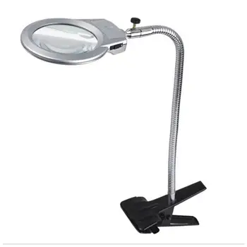 

4x 6x Large Lens LED Lighting Magnifier Clip-on Table Desk 360 Degree Rotation Reading Magnifying Glass with Clamp
