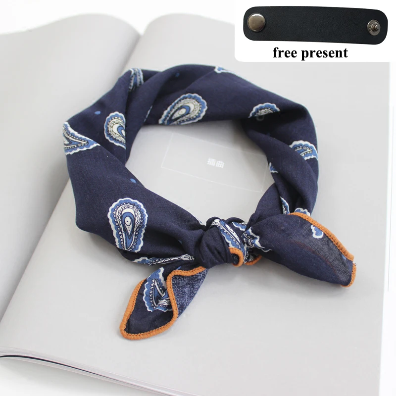 2018 Korea spring Cotton printing small square scarf fashion retro