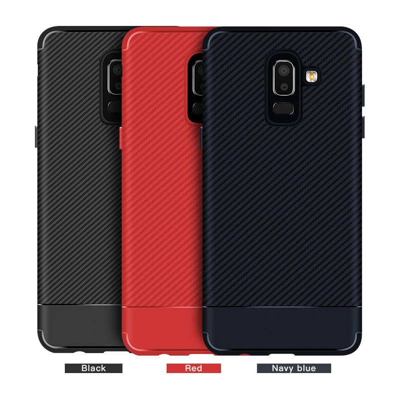 

H-shirley for samsung J8 2018 Silicone Case Phone Cover Coque For samsung J7 Luxury Slim Soft TPU Carbon Fiber Texture Anti-knok