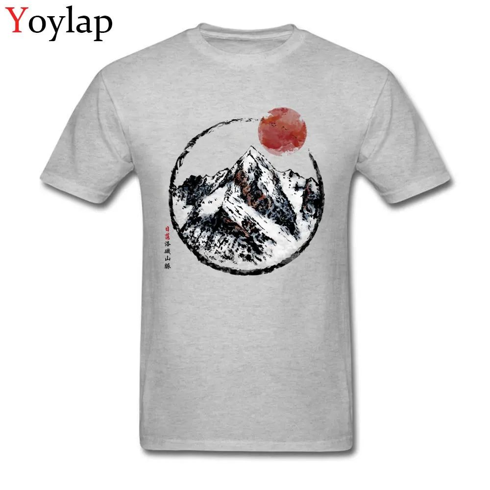 Mens T-shirts 2017 New Fashion Family Tops Shirt Summer Fall 100% Cotton O-Neck Classic Sunset in Rocky Mountain Sweatshirts grey