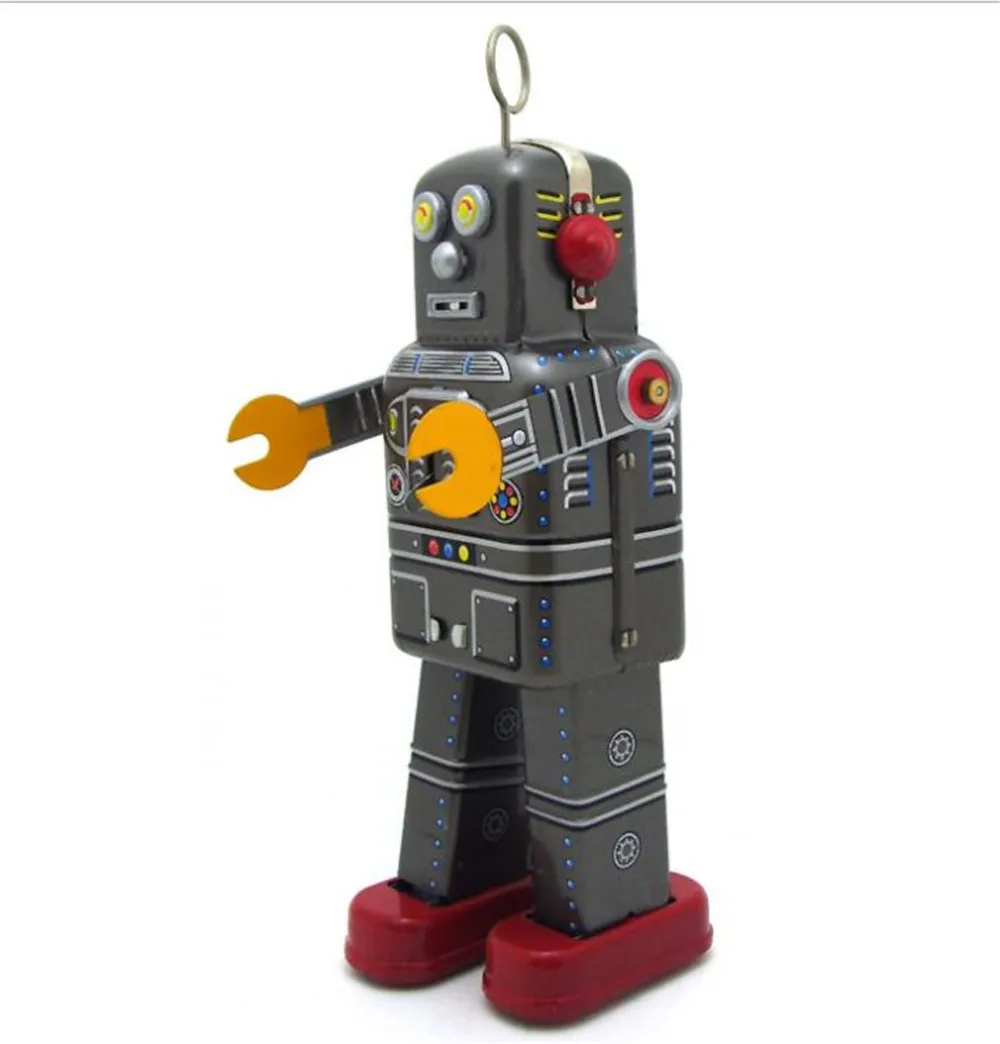 

Vintage Space Man Robot Collection Tin toys Classic Clockwork Wind Up Mechanical Walking robot Tin Toys For Collectible Gift