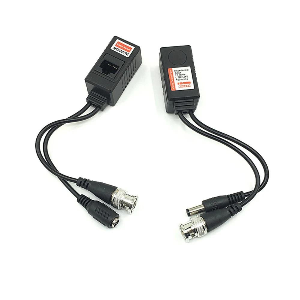 BNC To RJ45 Passive Video Power Cables + Audio Balun Transceiver for CCTV Camera Using UTP Cable ( CAT5, RJ45) To Transmit Video