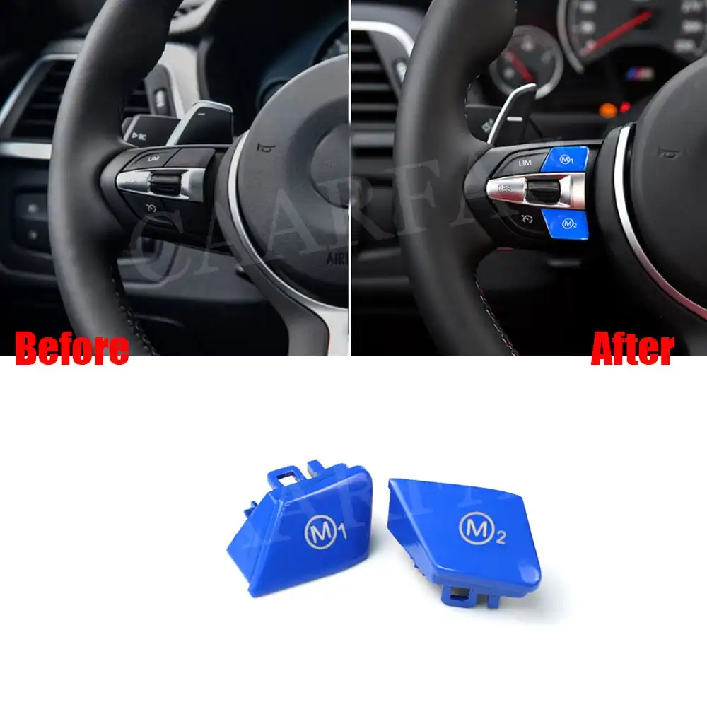 Steering Wheel Red Blue Button M1 M2 Mode Button Trim Cover Cap For Bmw M3 M4 F80 F82 F83 X5m X6m Car Interior Accessories