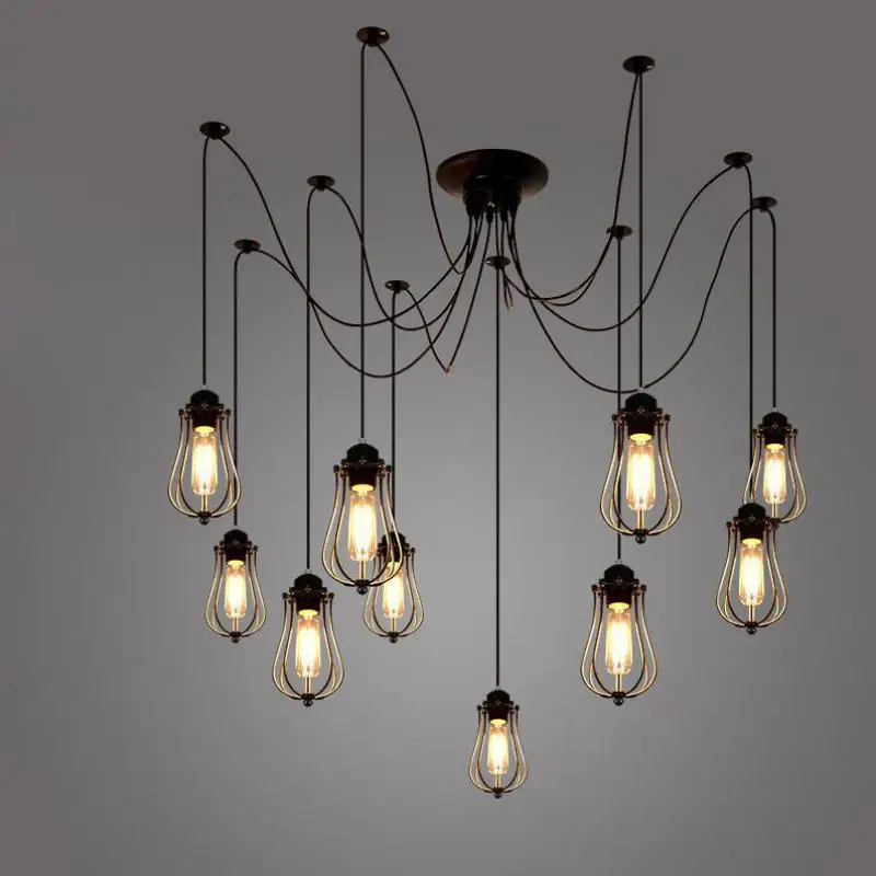 warehouse rusitc Industrial lighting Bar iron pendant light up &amp down Suspension Luminaire cage Studio Store Restaurant lampe | Лампы и
