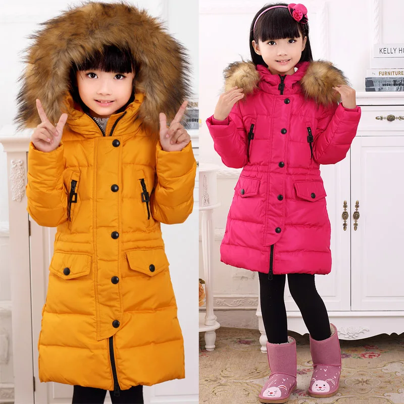 2015 new winter thick Children long sections down jacket kids girls