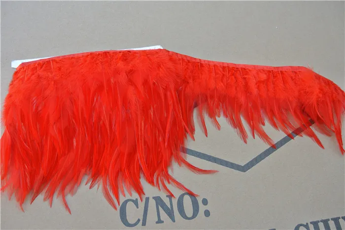 

Hackle feather fringe Hackle feather trim of red color 10 yards trim for Crafts/Sewing skrit decor supply