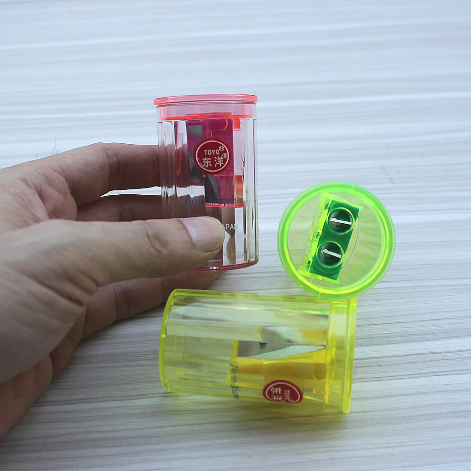 2pcs/lot Cute barrel grinder pencil sharpener, two hole mechanical