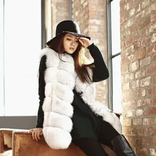 BellyAnna Winter Casual Outerwear Women Warm Gilet Vest High-Grade Faux Fox Fur Waistcoat Overwear Jacket Coat Parka Plus Size