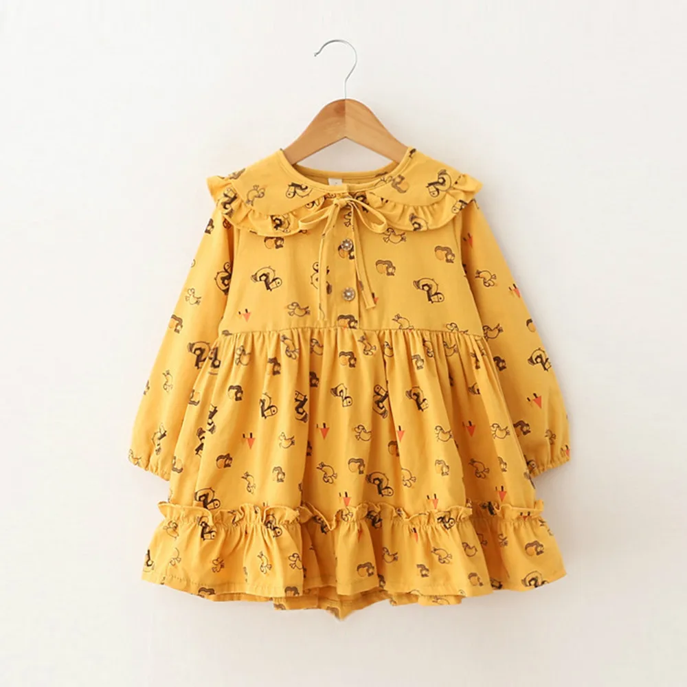 

#K03955 Girls Dress Cute Seahorse Print Dress