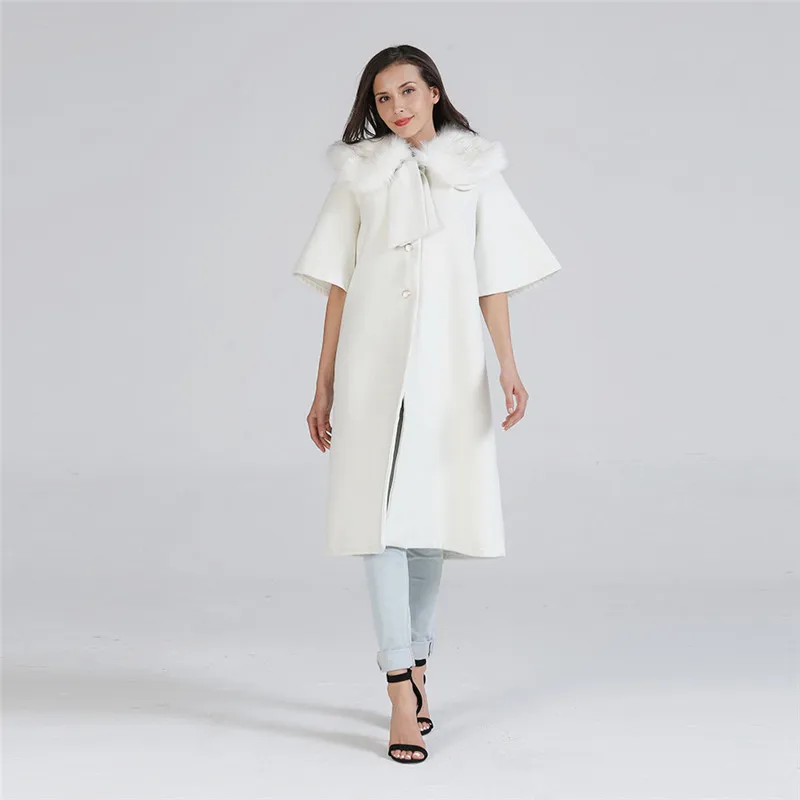 Style Hiver Mode Pardessus Femmes Long Cape Coréen Vintage 2018 Casual Laine Blanc Manteau YEwnqTCqx8