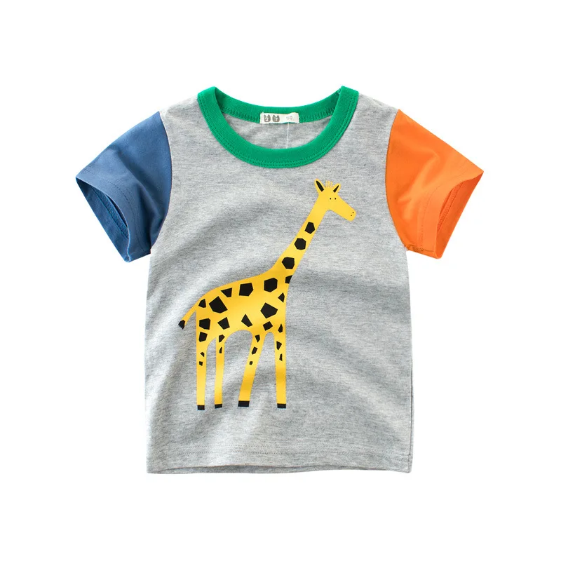 Летняя футболка с рисунком животных для маленьких мальчиков, футболки для мальчиков младенцев, девочек с изображением Льва, одежда хлопковые топы для малышей, платье для девочек