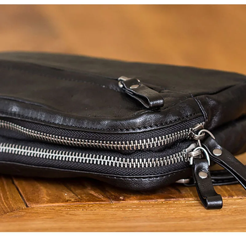 AETOO Men's handbag leather casual handmade retro day clutches  head-layer cowhide male large capacity clutch mobile phone bag