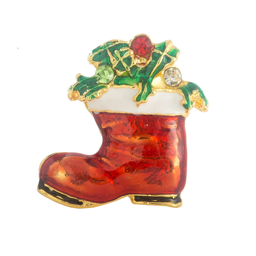 

Brooch Pin Badge for Clothes Santa Claus Boots Rhinestone Style DIY Christmas Decor Brooch on Backpack Zinc Alloy Wholesale