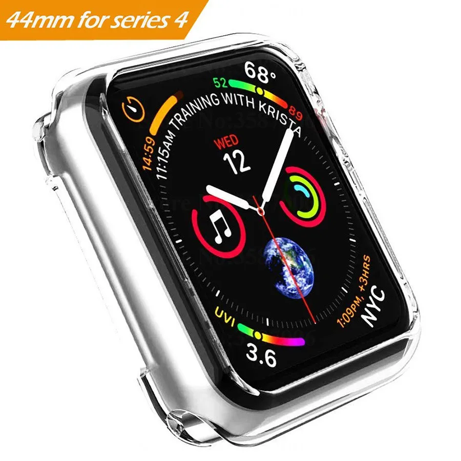 Ультра-тонкий Ясно Рамка shell силиконовый защитный чехол для apple watch группа 44 мм 40 42
