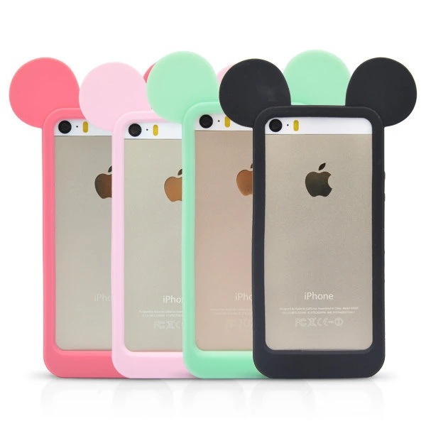 熱い販売 3dミッキーマウス耳シリコンフレームバンパー用iphone 7 4 S 5 5 S 6 6 Sケース柔らかいゴム素敵な漫画電話ケースカバー Phone Cases For Iphone6s Case Aliexpress