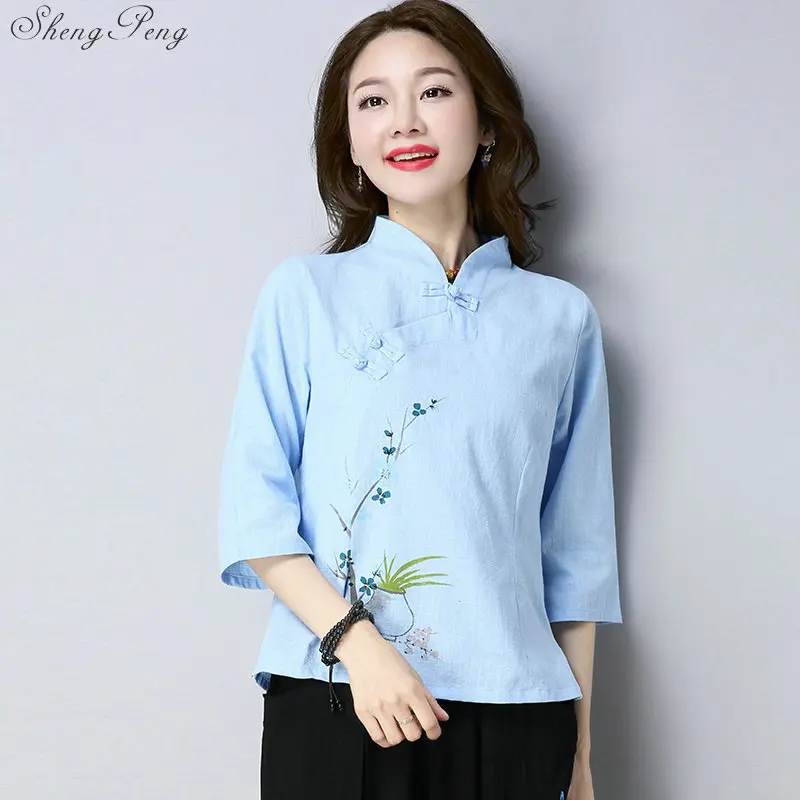 Традиционный китайский стиль жаккардовый хлопковый ретро Ципао с воротником