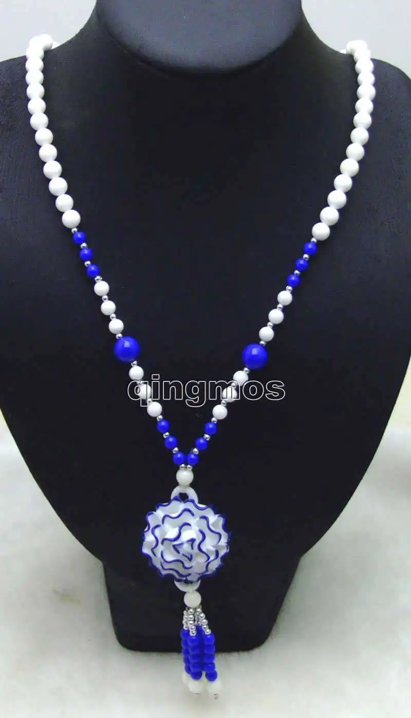 Fashion Big White ceramics Flower pendant Long 26 sweater necklace Lady s charm Jewelry nec5876 Wholesale