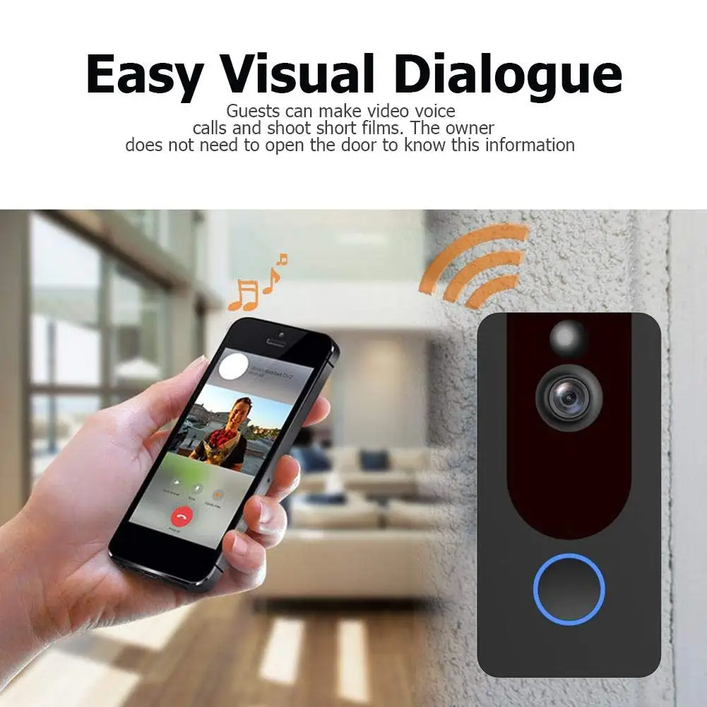 WiFi дверной звонок камера V7 1080p видео 166 градусов широкоугольный телефон домофон удаленный водонепроницаемый беспроводной Видео дверной мониторинг сигнализация