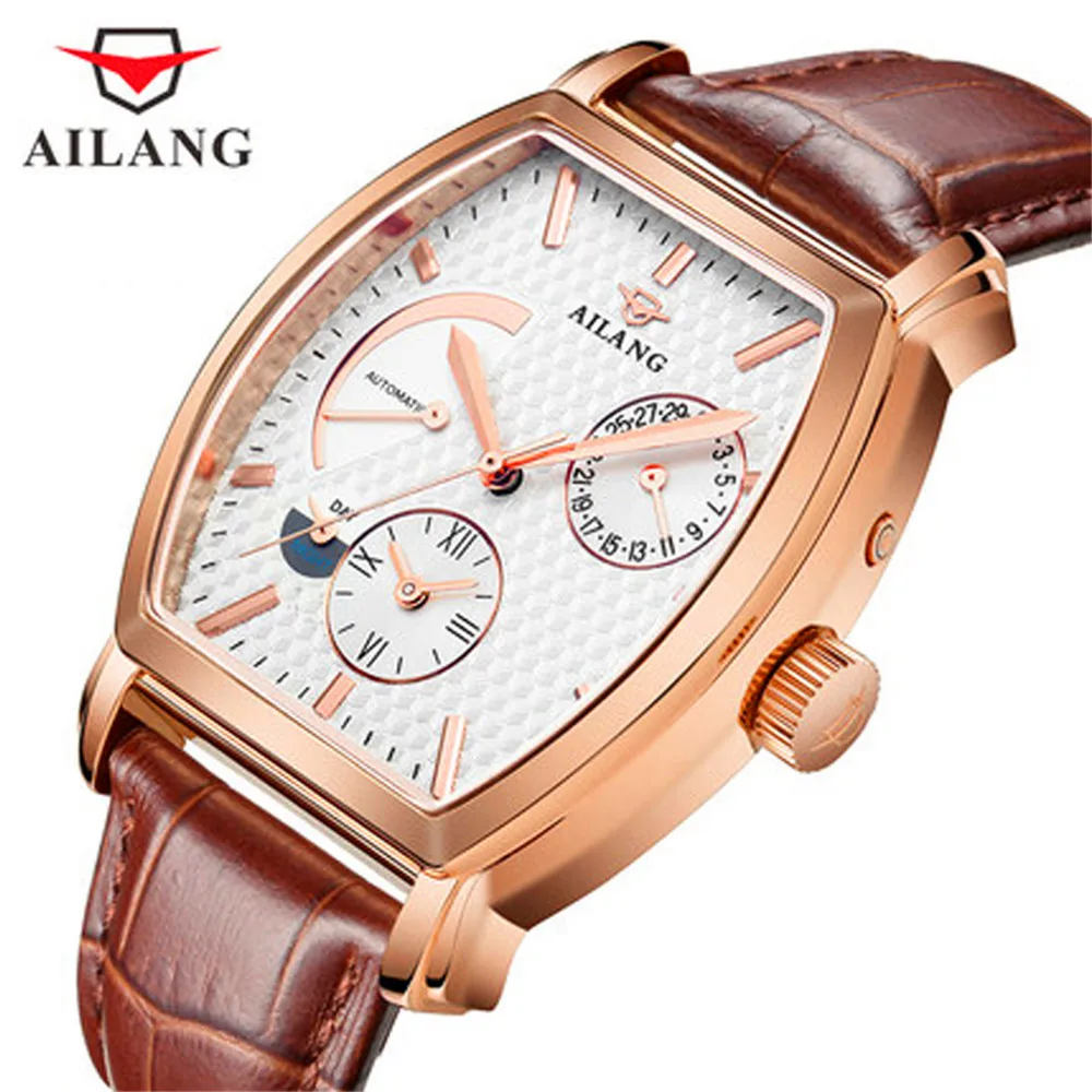 

Mechanical Watches Men Date Month Display Waterproof Business Male Wrist Watch AILANG Square clock Relogio Automatico Masculino