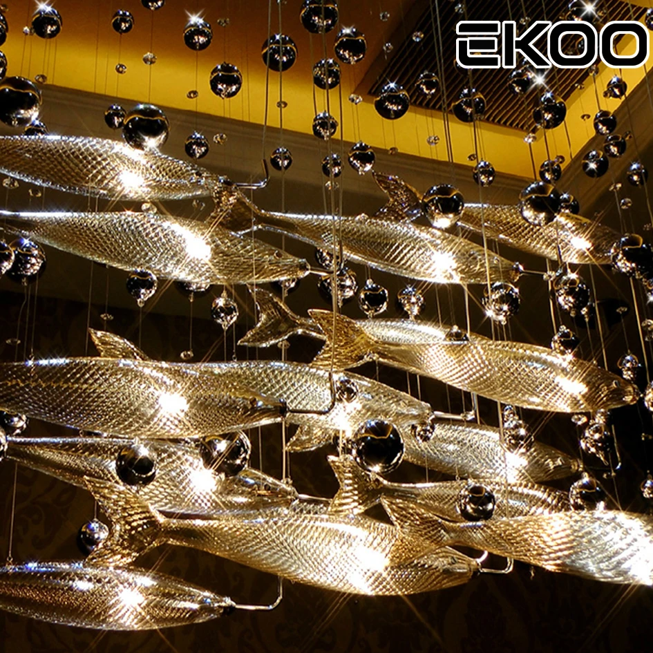 

EKOO G4 Contemporary Crystal Fish Pendant Lamp Fixtures LED Lighting 3/6/12/18/22 fishes for Dinging Room hallway