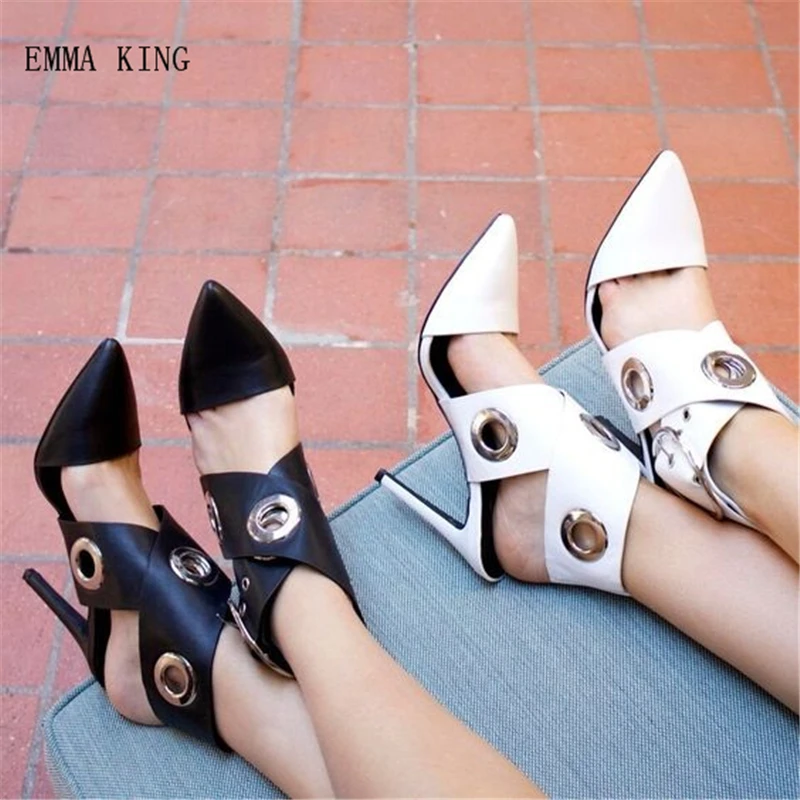 

Emma King Fashion Pointed Toe Slingbacks Pumps Ladies Thin High Heels Ankle Buckle Strap Stilettos Party Sexy Dress Shoes Woman
