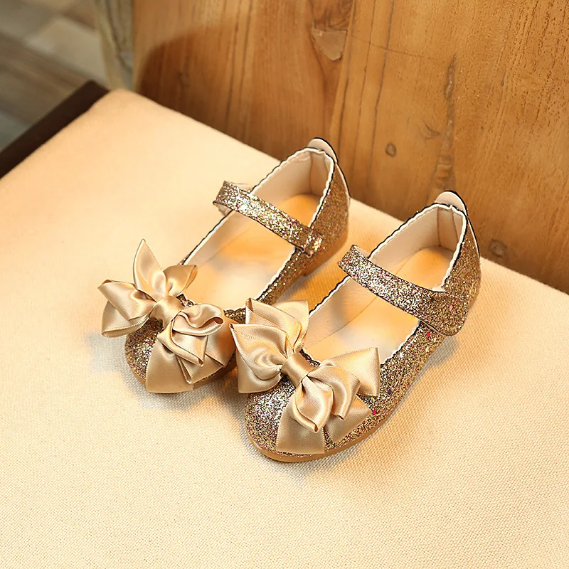 2019 Spring new Golden Child Princess Baby shoe bow girl Bright skin single shoes