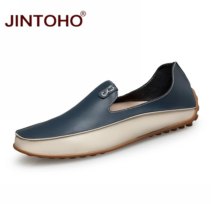 

JINTOHO Brand Men Casual Shoes Slip On Men Genuine Leather Shoes Casual Male Shoes Fashion Men Loafers Designer Men Flats