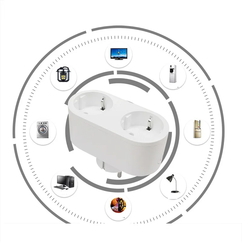 

Smart EU Plug with Socket European standard mobile phone control intelligent WiFi socket Alexa inteligente enchufe wifi plug