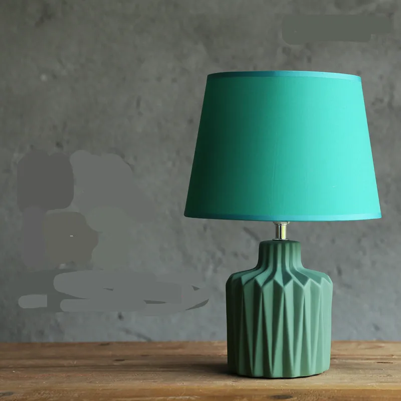 

Modern Nordic Fresh Green Ceramic Fabric E27 Table Lamp For Bedroom Coffee Bar Wedding Deco H 34cm AC 80-235V 1073