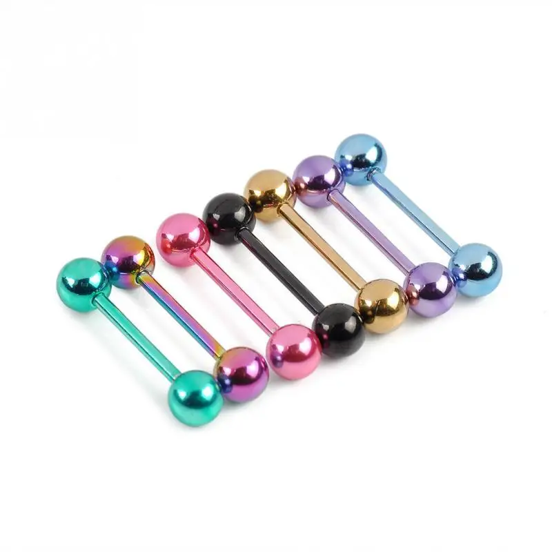 

7pcs Plated Stainless Steel Mixed Colors Tounge Rings Piercing Body Jewelry
