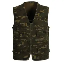 Летние Для мужчин Multi-карман Камуфляжный жилет многофункциональный спорта на открытом воздухе Пеший Туризм жилет репортер фотограф куртка без рукавов