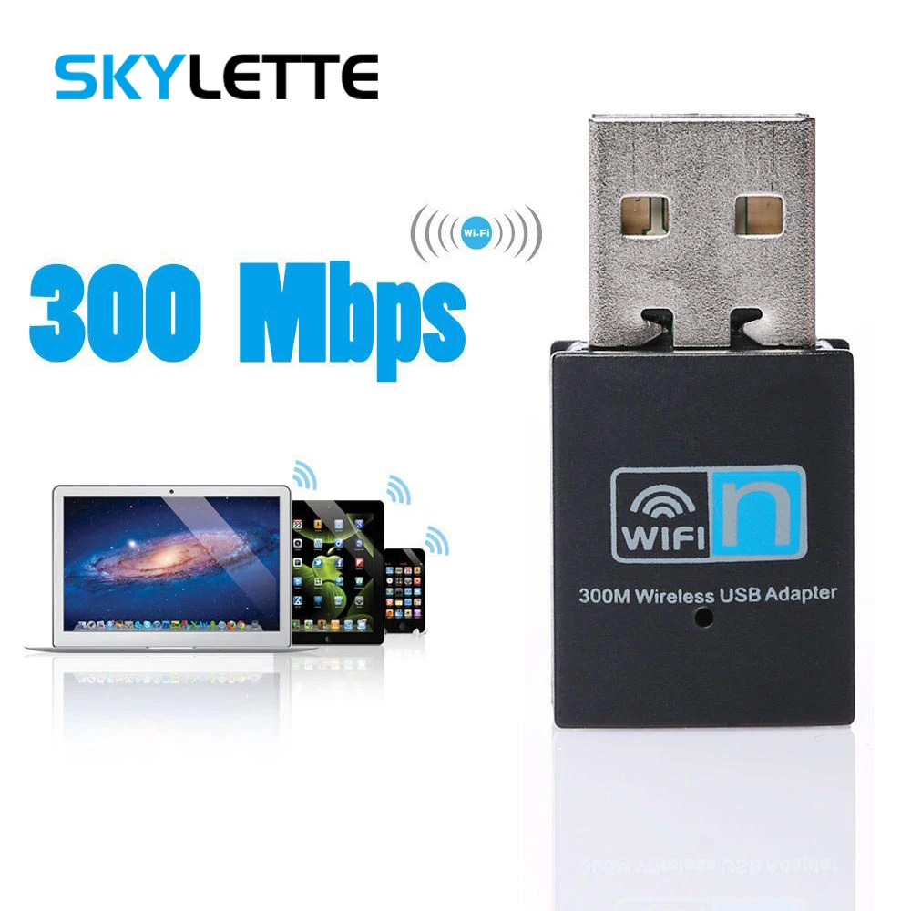 

300Mbps USB WiFi Adapter Wall Penetration Wireless LAN Network Card Wi-Fi Dongle Stick Adapter for Desktop Laptop Windows MAC OS