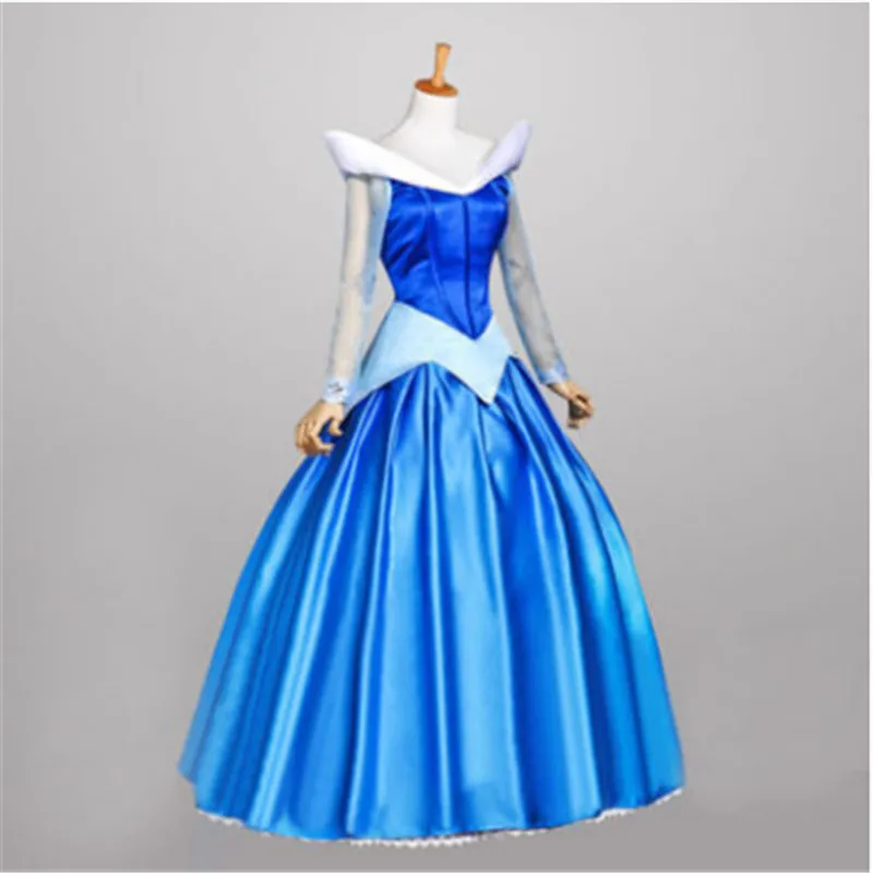 Розовое платье для взрослых «Спящая красавица», «Принцесса Аврора», женское платье-накидка, комплект, карнавальный костюм на Хэллоуин, женские вечерние платья розового цвета - Цвет: Only Blue dress