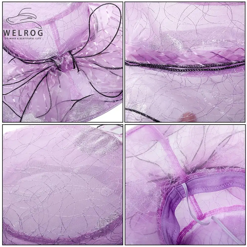 WELROG мода органза шляпка-Вуалетка для женщин Элегантная Дамская церковная винтажная шляпа Кентукки Дерби Чай Вечерние Свадебная шляпка