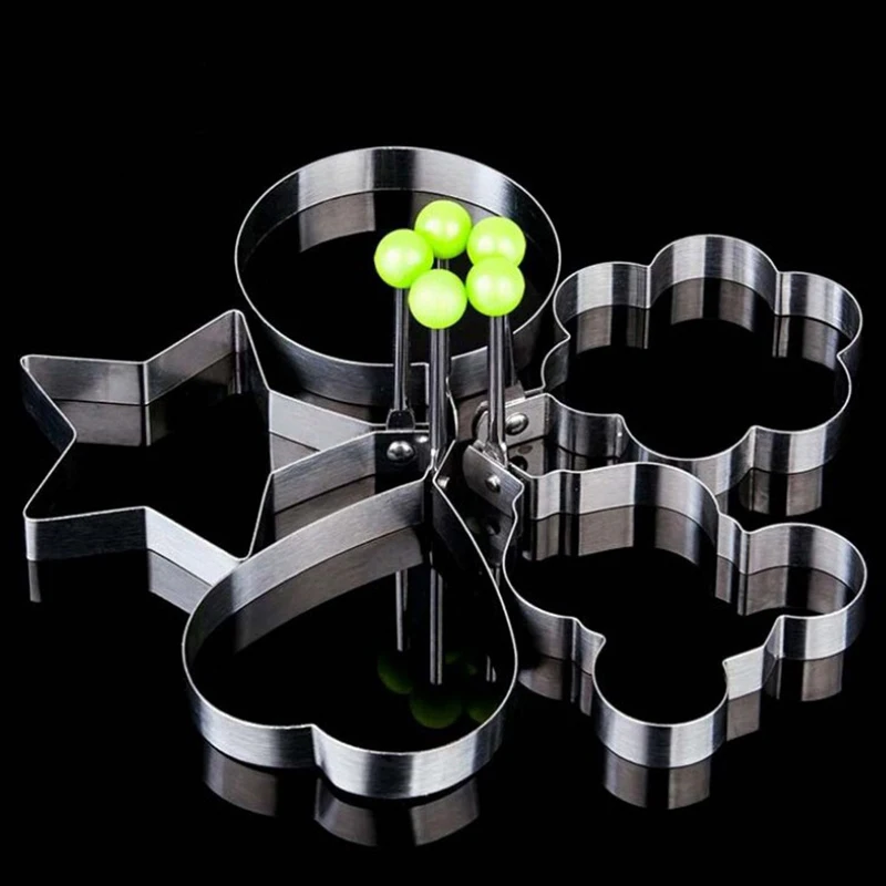 

5pcs/set Thicker Stainless Steel Form For Frying Eggs Tools Breakfast Omelette Mold Device Pancake Ring Egg Shaped Kitchen Tool