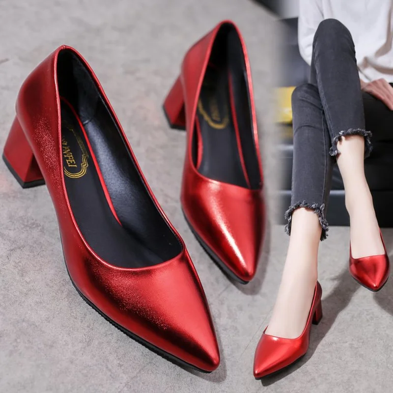 

Sexy Elegant Women's Shoes Pumps High Heel Woman Work Shoes 2018 Spring Autumn New Fashion Pointed Leather Shallow Slip-on 34-40