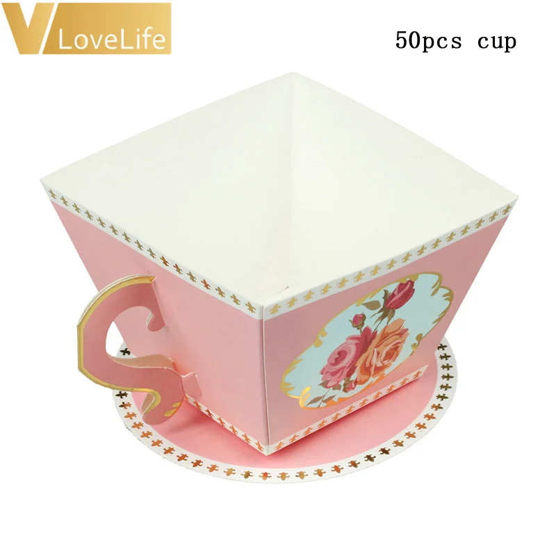 50 шт. Подарочная коробка Чай вечерние украшения для чайной церемонии чашка чай горшок свадебный подарок коробка для конфет детский душ украшения день рождения принадлежности - Цвет: pink cup